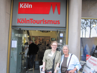 Ute Fendel and Cornelia Seckel outside the Cologne Tourism Office