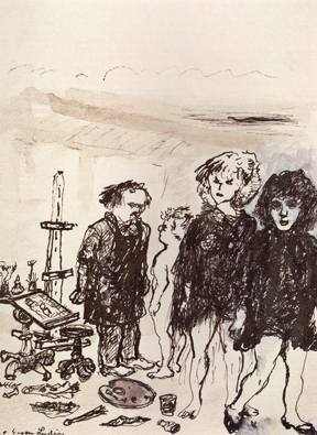 Eugene Ludins Untitled Drawing undated ink and wash on paper